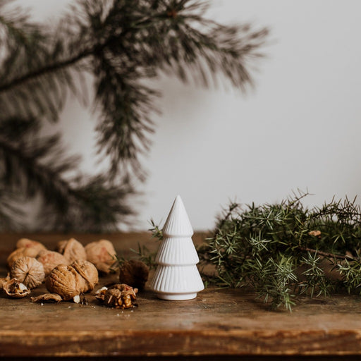 Storefactory Gransund albero di Natale in ceramica, bianco 9cm