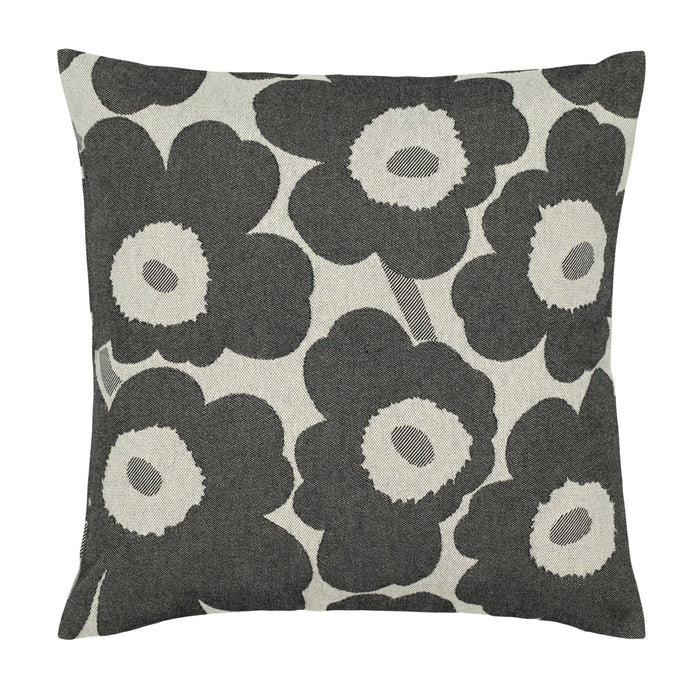 Marimekko Pieni Unikko copricuscino, carbone, bianco naturale & sabbia 47x47 cm