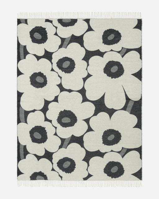 Marimekko Unikko coperta bianco e nero 130 x 180 cm