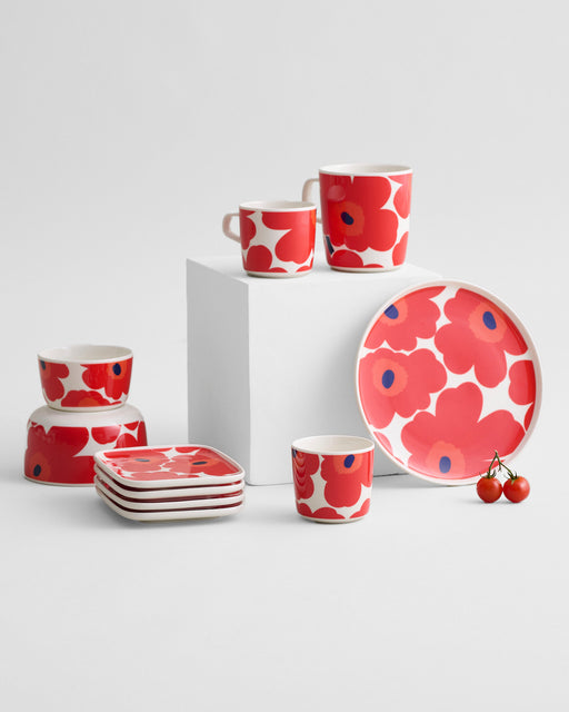 Marimekko Oiva Unikko tazza 2dl bianco & rosso 2 pz senza manico