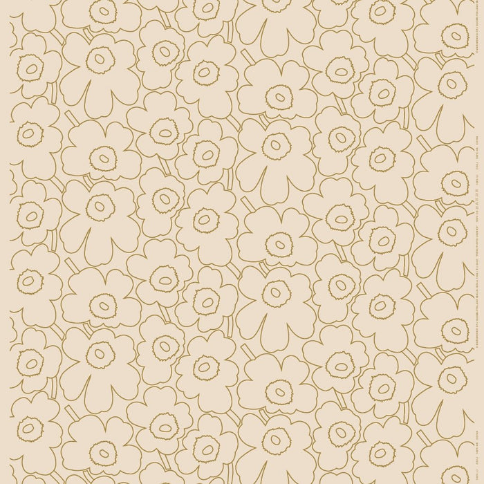 Pieni Piirto Unikko fabric, linen & gold 49€/m