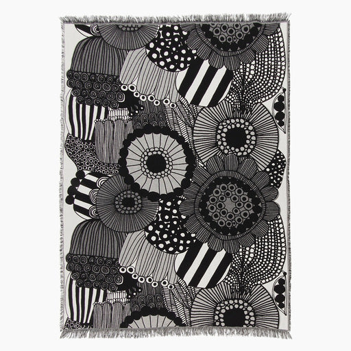 Marimekko Siirtolapuutarha coperta, ecrù, bianco & nero 130 x 180 cm