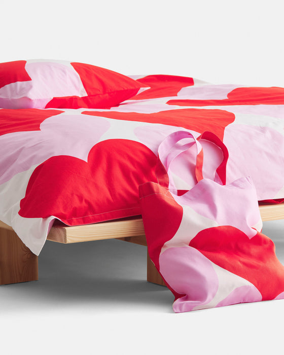 Marimekko Sydämet federa, rosa, rosso & bianco 50 x 70 / 75 cm