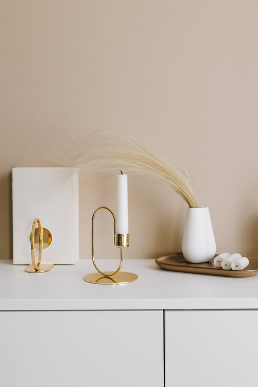 Cooee Design Swoop Candle Holder Brass 10 cm