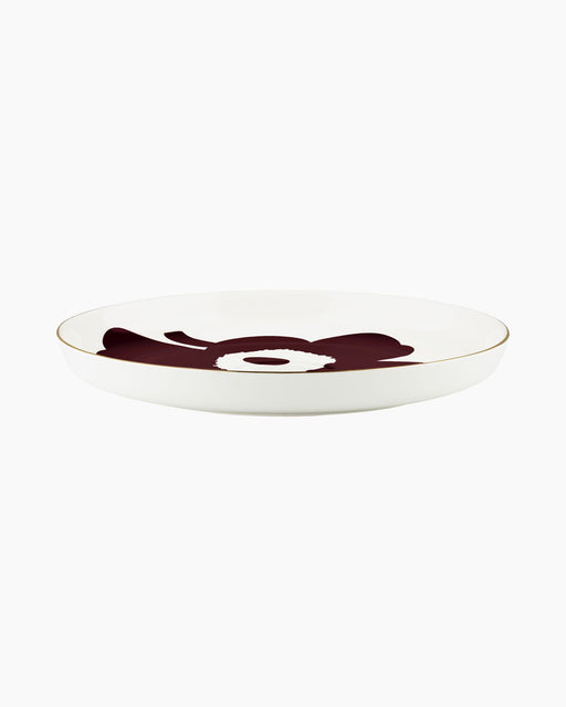 Marimekko Oiva Juhla Unikko Platter 32cm white, gold & wine red