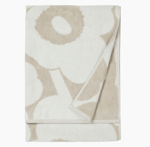 Marimekko Unikko telo doccia, beige & bianco 70 x 150 cm